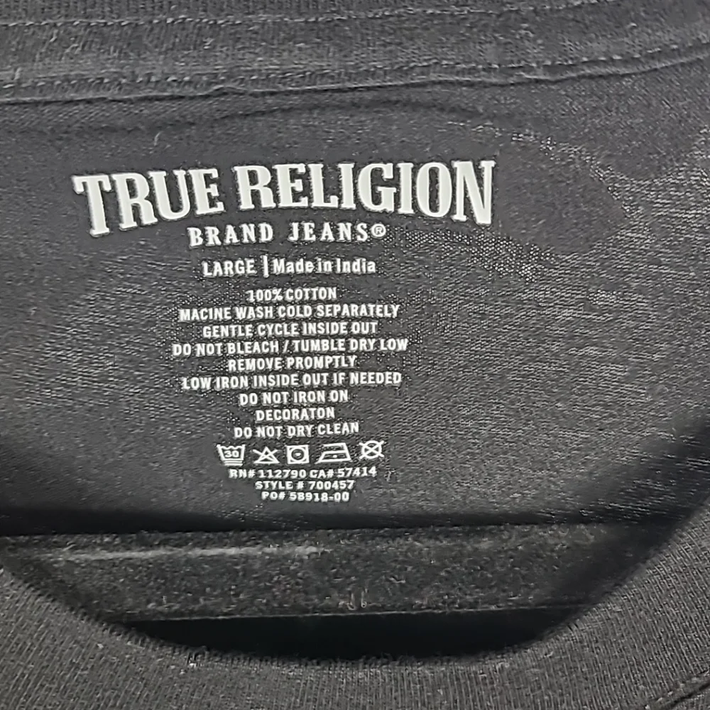 NEW True Religion Men's Emboss Emblem Tee Black & Gold Sz Large